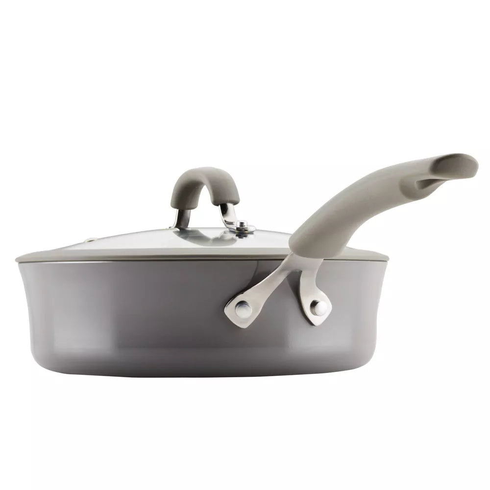 Cook + Create Aluminum Nonstick Saute Pan with Lid 3qt Gray Doba